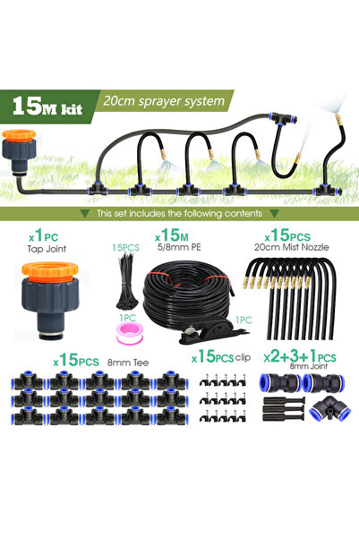 Choice D-15M kit 30M-5M DIY Free Bending Universal Sprayer Kit 8mm Hose Patio...