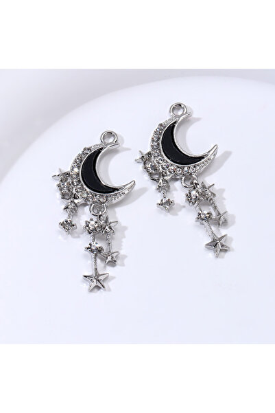 choice2 B3073 5pcs New Moon Star Enamel Charms Random Mix Dark Y2K Fashion Style Pendants For Making Handmad