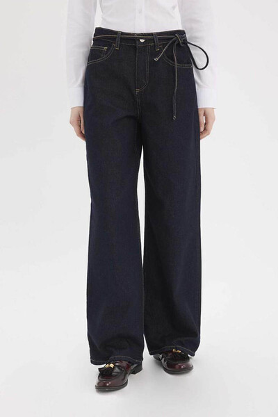 DeFacto croi larg pe picior Pantaloni de damă albastru - negru E5707Ax/Nm82