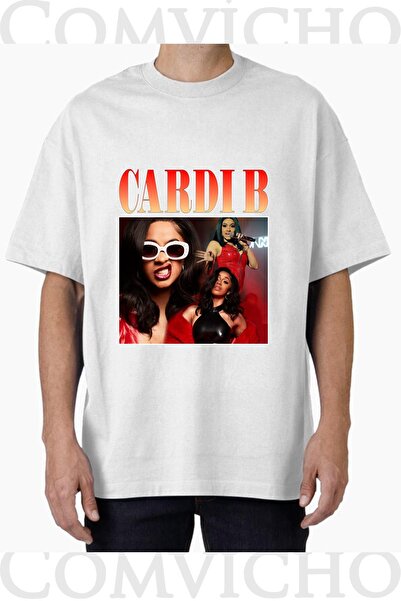 COMVİCHO تي شيرت مطبوع بتصميم Cardi b v2 للجنسين