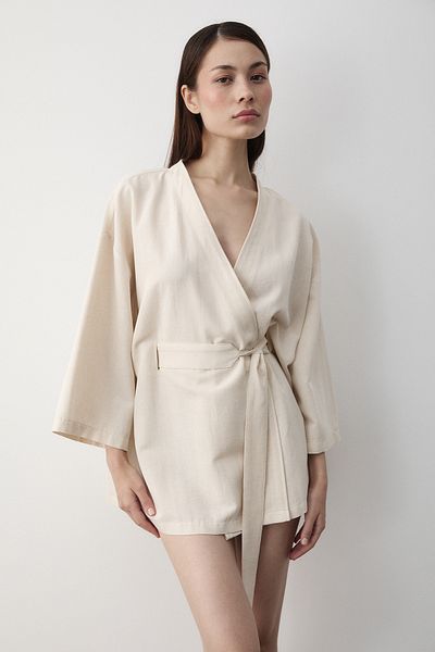 Laluvia Natural Inner Belted Kimono - 5383