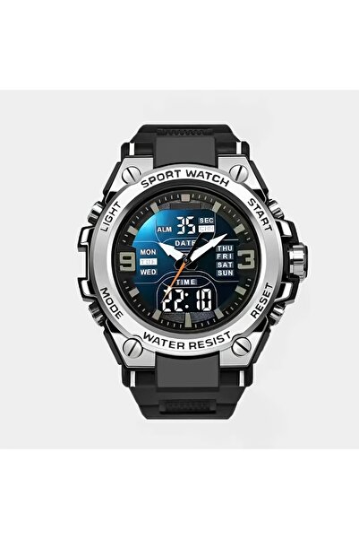 Choice Silver Men's digital sports watch alarm clock, timing, date function, ...