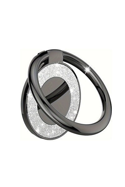 WSSHE حامل خاتم أسود أنيق يدور 360 درجة، حامل خاتم لاصق للهواتف المحمولة، ملحقات الأصابع المحمولة