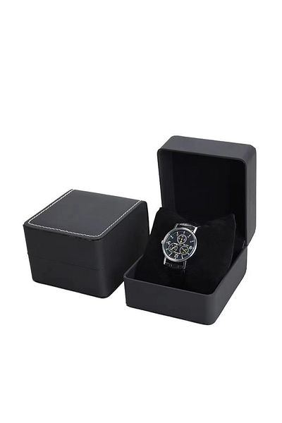 Choice Matte Black Lnofxas Black Single Watch Gift Box with Pillow PU Leather Wristwatch Display Case Organ