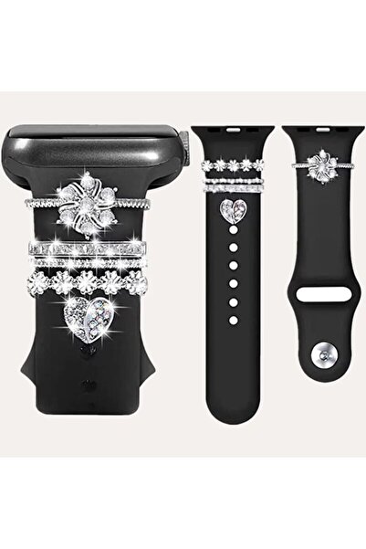 Choice مجموعة خواتم مزخرفة على شكل قلب حب فضي لامع مع أحجار الراين لساعة Iwat...