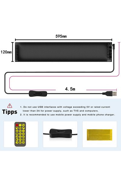 Choice 16x96 LEDs 12x60CM 5V USB LED Matrix Pixel Panel Light Bluetooth App Control Scrolling Advertising L