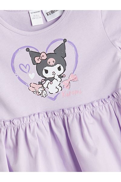 LC Waikiki Lilac Kuromi Printed Girl's Combed Cotton Dress