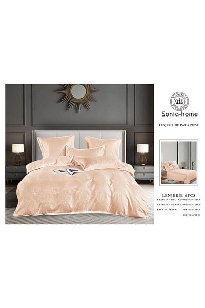 Sonia-home 6-piece satin cotton underwear – Sonia Home Damask Nude Peach Damask