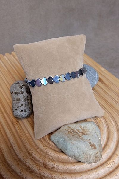 Uretti - Özlem 9422 2501 Heart Cut Hematite Natural Stone Men's Bracelet
