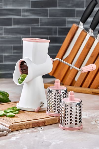 Cooker 3-Head Rotary Grater – Stainless Steel, Vacuum Base Multifunctional Grater