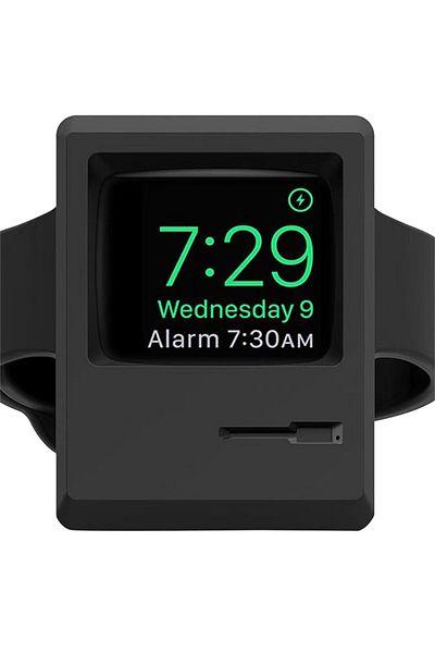 Choice black For Apple Watch 7 6 5 4 iWatch 3 2 1 Silicone Stand Charging Dock Holder Retro Computer Patter