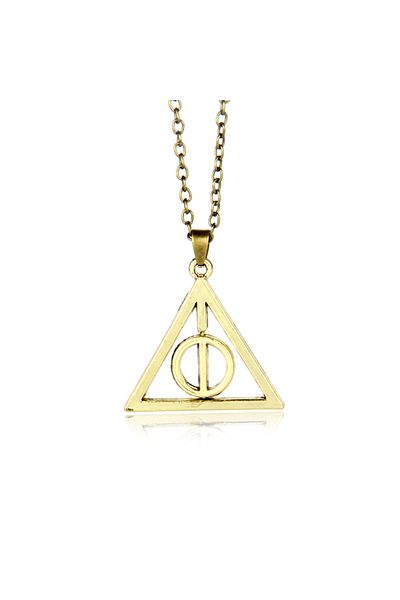 Choice N384-gold Triangle Necklace The Deathly Hallows Pendant Action Toy FiguresMovie Trendy Jewelry Chain