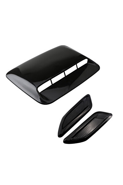 choice2 مجموعة من 3 قطع سوداء، 40 سم، غطاء فتحة تهوية غطاء محرك السيارة، ملصق...