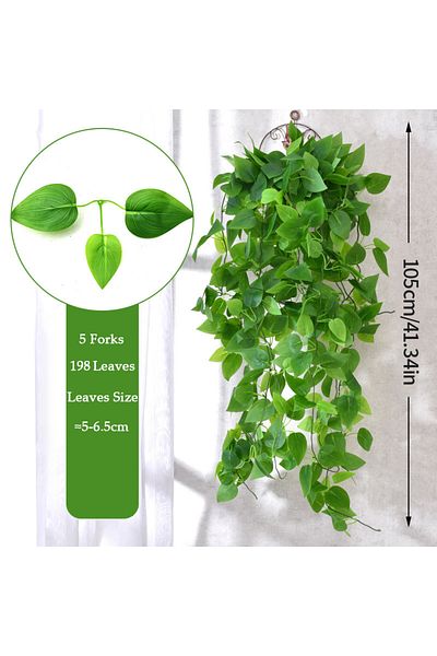 Choice 1pc 105cm A 105cm Artificial Plants Vines Fake Green Leaf Ivy Plastic Wall Hanging Faux Scindapsus C