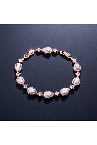 Choice سوار كلاسيكي من زاكول بتصميم هندسي على شكل قطرة ماء باللون الذهبي الور...