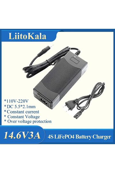 liitokala 4S-14.6V3A LiitoKala 4S 14.6V3A/5A LiFePO4 battery Charger 12V/14.6V5A LiFePO4 Battery Charger Input