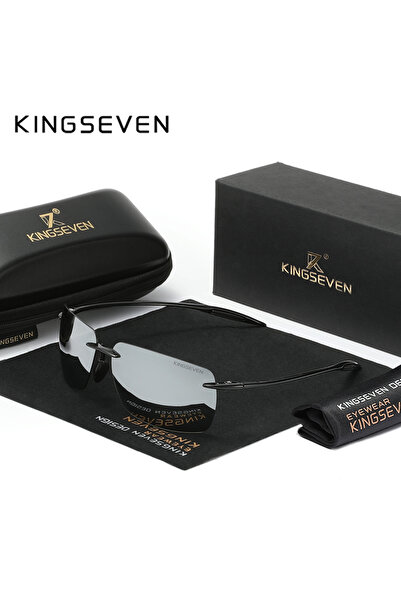 Choice1 نظارات شمسية فضية KINGSEVEN جديدة كليًا بدون إطار مستقطبة UV400 للرجال للقيادة بإطار مستطيل خفيف الوزن للغاية