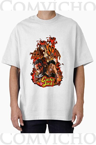 COMVİCHO تي شيرت مطبوع بتصميم ترافيس سكوت v3 للجنسين