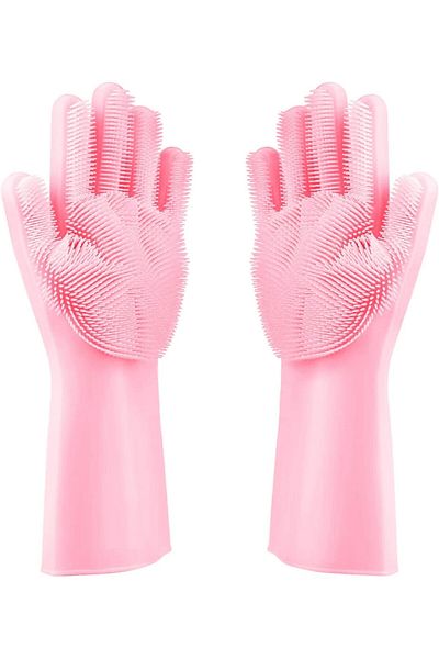 OEM Professional silicone gloves with brushes for washing dishes and protecting hands, reusable,