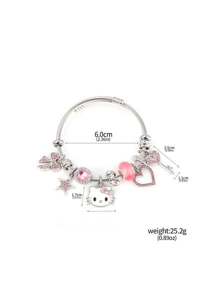 Miniso B00171-01 Cute Girl Sanrio Pink Hello Kitty Colorful Enamel Bracelet Pendant Detachable DIY Bracelet