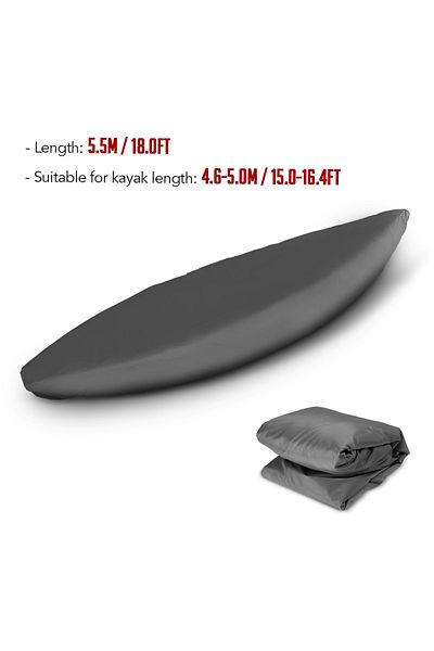 Choice Grey 5.5m Professional Universal Kayak Cover Canoe Boat Waterproof UV Resistant Dust Storage Cover S