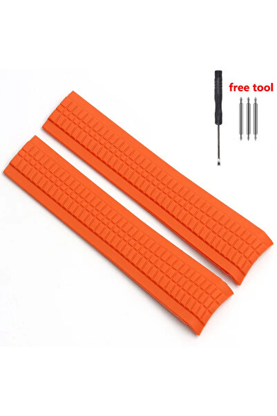 Choice حزام ساعة 21 مم برتقالي بدون شعار لساعة باتيك فيليب أكوانوت سلسلة 5164/5167 مقاوم للماء والغبار