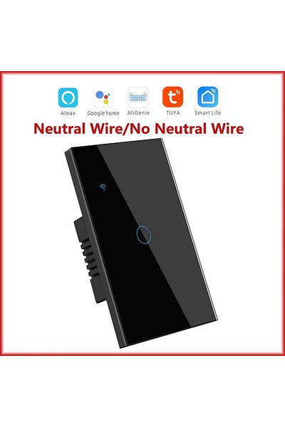 Choice 121JL-BLACK-01 Tuya Smart Switches US Neutral Wire/No Neutral Wire Required 1/2/3/4 Gang Light WiFi