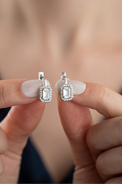 Silvano Jewelry 925 Ayar Gümüş Baget Taşlı Küpe