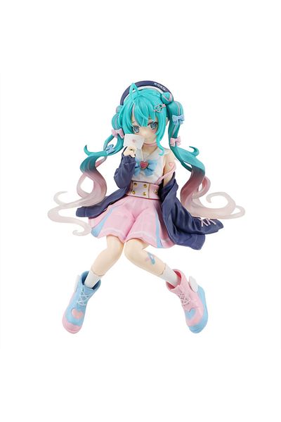 BANDAI No Box Hatsune Miku Anime Figure Toys Cute Anime MIKU Sitting Position PVC Action Figurine Kawaii Ca