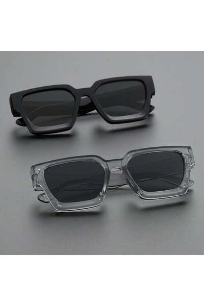 Choice نظارة شمسية نسائية كلاسيكية أنيقة بإطار بلاستيكي مربع، قطعتين، CGM2208-B.GY، نصف قطعة، مناسبة للاستخدام اليومي للرجال