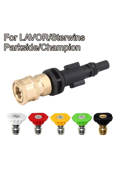 Choice 6-Pc High Pressure Washer Quick Connect Adapter 1/4" Thread with Nozzle Fits LAVOR/Sterwins/Parks...