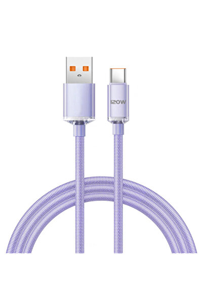 Choice كابل USB من النوع C أرجواني A-C 120 واط بطول 2 متر، كابل شحن سريع من ا...
