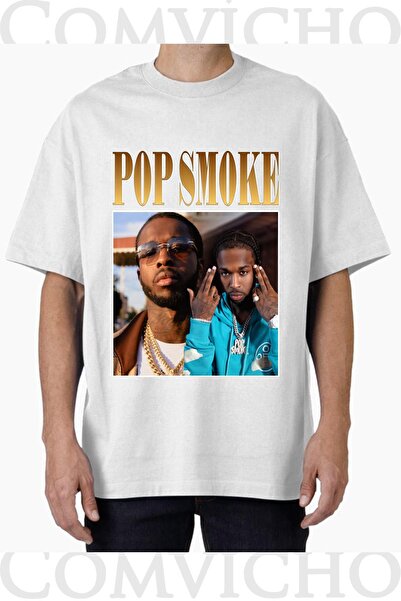 COMVİCHO Unisex Pop Smoke V7 Design Printed Oversize T-Shirt