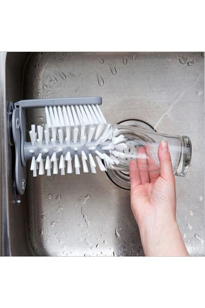 BOEM Professional brush set for washing glasses and containers, interior/exterior, suction cup attachment