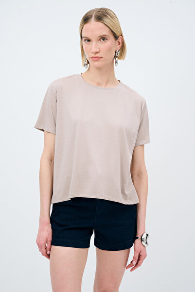 Love My Body Yuvarlak Yaka Viskon Tişört