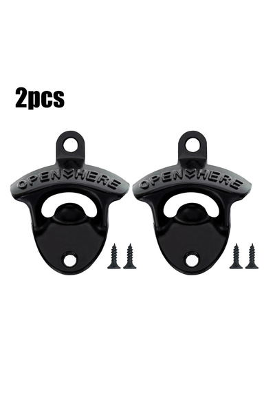 Choice فتاحة زجاجات حائطية من سبائك الزنك، قطعتان باللون الأسود، فتاحة زجاجات...