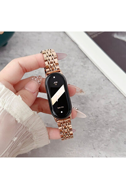 Choice1 Mi Band 8 Rose Gold Bands for Smart Mi Band 8 Bracelet with Link Removal tool Metal Wristband Strap