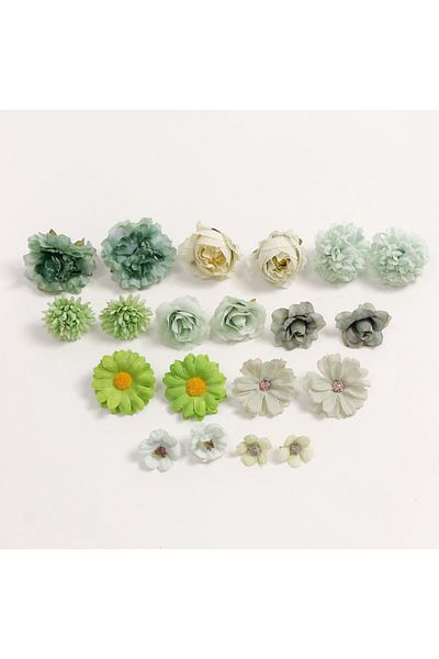 Choice Green 20Pcs/Lot Rose Artificial Flowers Mixed Fake Flower Garden Wedding Decora Party Home Room Deco