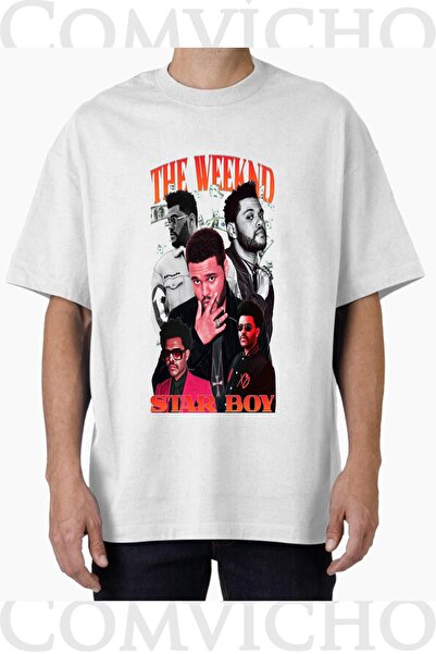 COMVİCHO Unisex the Veeknd V4 Design Printed Oversize T-Shirt