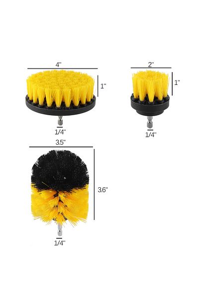 OEM Set de 3 perii de curățare, galben/negru