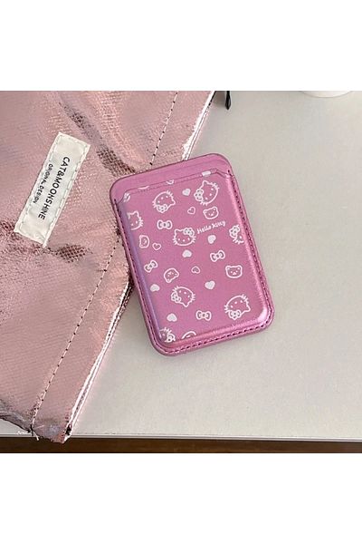 Miniso For iPhone 15 Only Card Cute Sanrio Hello Kitty Magnetic Wallet Holder Magsafe Wireless Charge Phone