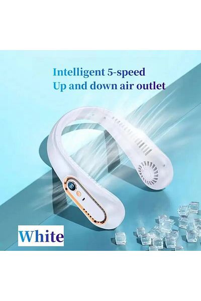 Choice L28 White Hanging Neck Fan Digital Display Power Ventilador Bladeless Neckband Fan Portable Mini Air