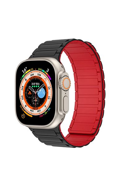 CAOWTAN 38mm 40mm 41mm Red Black Magnetic Silicone Strap for Apple Watch Band Ultra 2 49mm 45mm 41mm Bracele