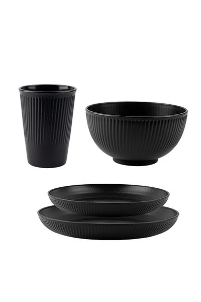 Choice 4Pcs Black 4Pcs Wheat Straw Tableware Set Plate Dish Bowl Cup Unbreakable Kitchen Eco Friendly Dishe