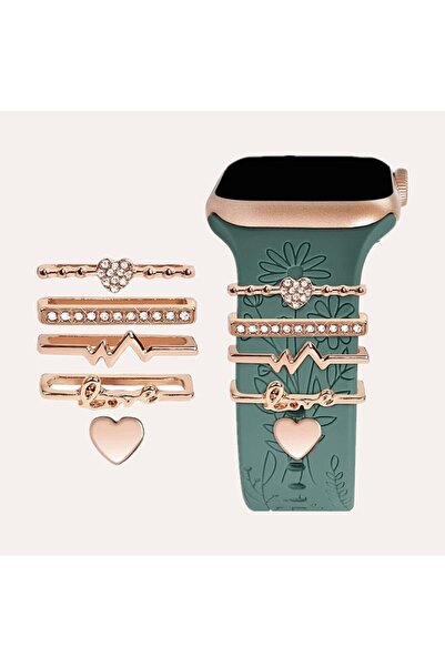 Choice Rose Golden 5pcs Rhinestone Watchband Ring Loops Nails Studs, Cute Met...