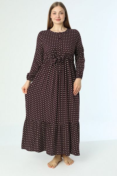 Juliet Deluxe Γυναικείο μακρυμάνικο φόρεμα από ύφασμα βισκόζης μεγάλου μεγέθους 33414