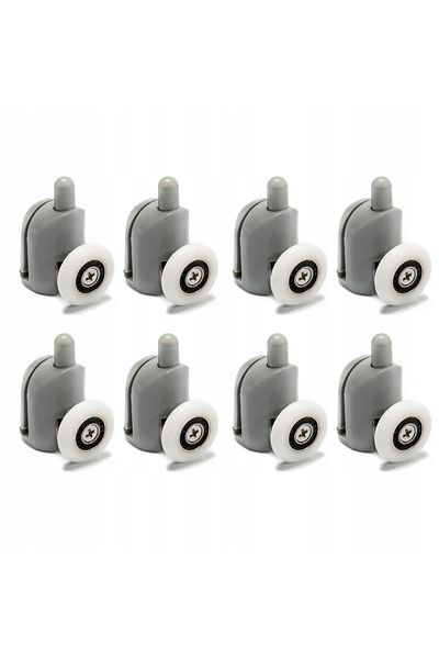 BOEM Set of 8 shower cabin rollers, Plastic, Grey