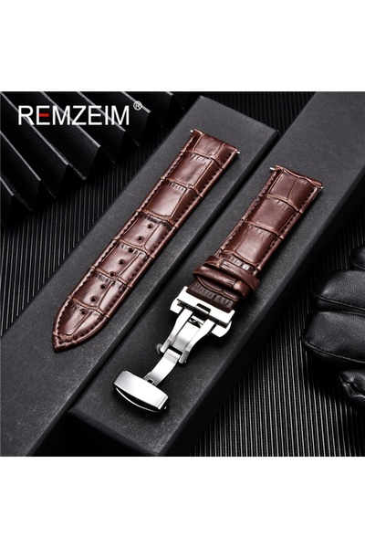 Choice سوار ساعة من جلد العجل الأصلي بني مقاس 20 مم، سوار ساعة بديل للأعمال م...