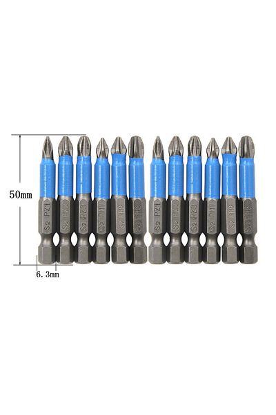 Choice 12pc blue set Hexagonal Handle 12pc S2 Steel Anti Slip Screwdriver Head Cross Electric Screwdriver T