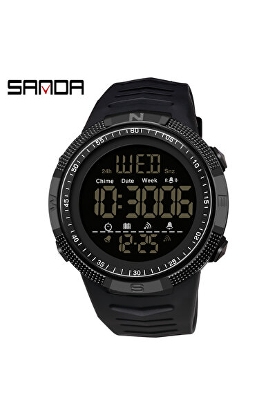 Choice ساعة SANDA الرياضية العسكرية للرجال باللون الأسود 6014، ساعة يد رقمية ...